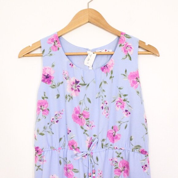*Beautees Blue and Pink Floral Sleeveless Jumpsuit NWT - Picture 6 of 6